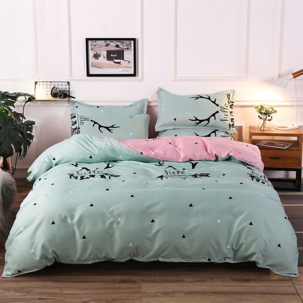 

home textile elk bed linens nordic bedding sets duvet cover set quilt cover bed sheets aloe cotton new year's bedding  size