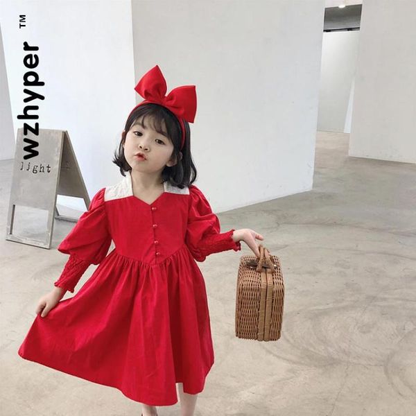 

spring new girl dress lolita little girl contrast color sleeve princess dress red tide princess lolita cosplaygown, Blue