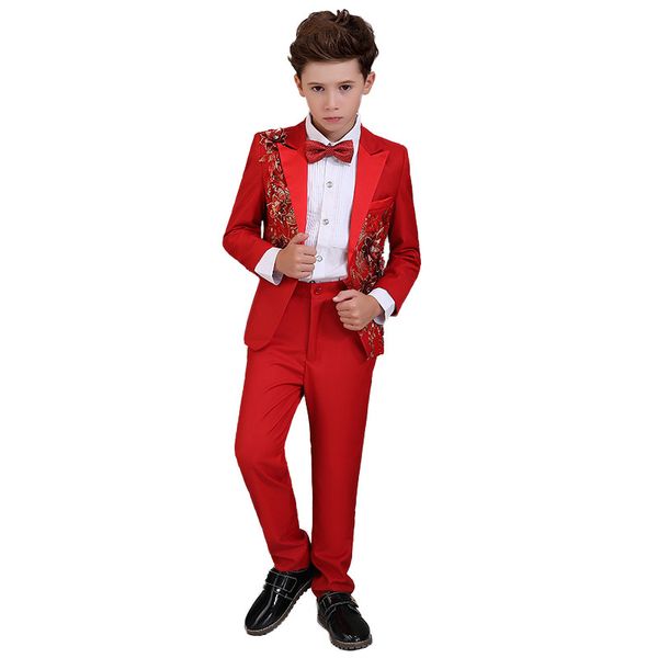 

boy costume embroidery mariage jogging blazer boys suits for weddings kids blazer suit boys tuxedo clothes sets h454, Blue