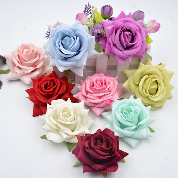 

3pcs hexagon rose cloth artificial flower for wedding party home room decoration marriage rosa diy shoes hats accessories flower