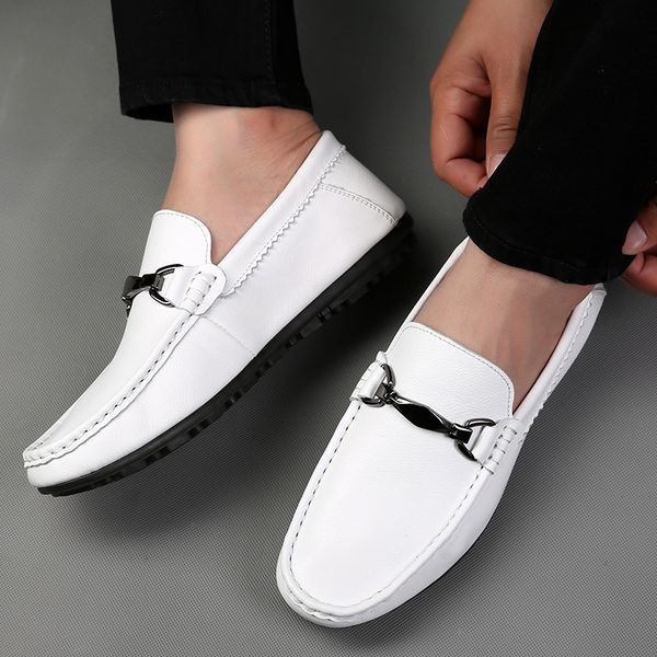 

mens casual business office formal dresses comfortable cow leather shoes slip on driving shoe flats loafer sapatos, Black