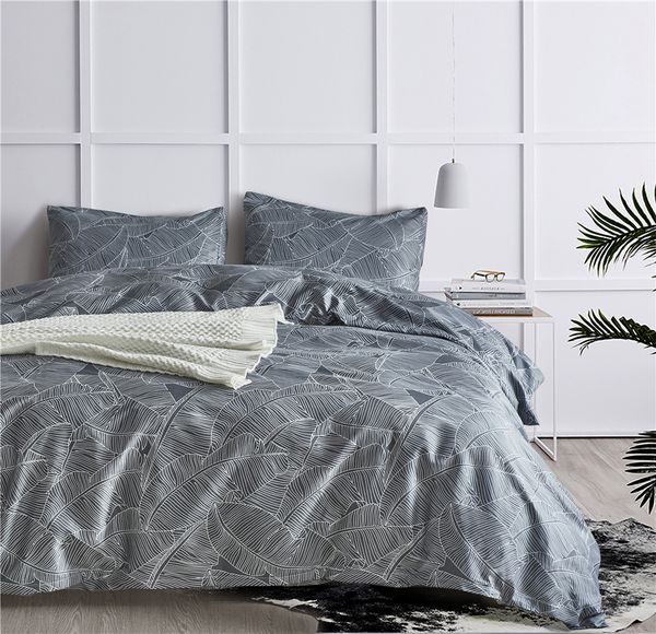 

leaves king duvet cover set lightweight soft grey 3pc comforter cover set l quality with darkleaf design