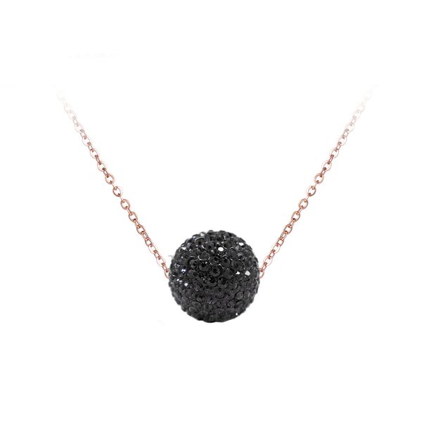 

jeemango pave setting cz crystal disco ball pendant necklace rose gold color stainless steel chain link necklaces jewelry, Silver