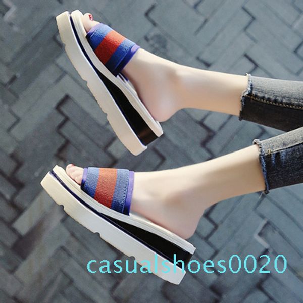 

slippers female 2019 new wedge with thick bottom wild fairy wind beach shoes drag c20, Black