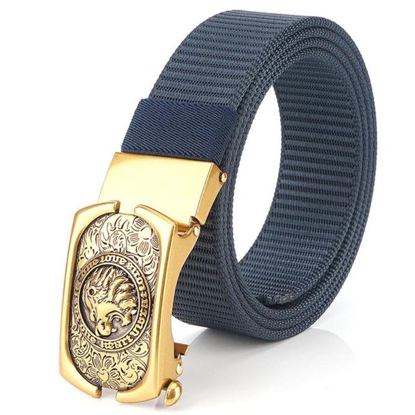 

men belt canvas nylon belts for mens jeans automatic buckle alloy dress belt animal cartoon fashion male waist, Black;brown
