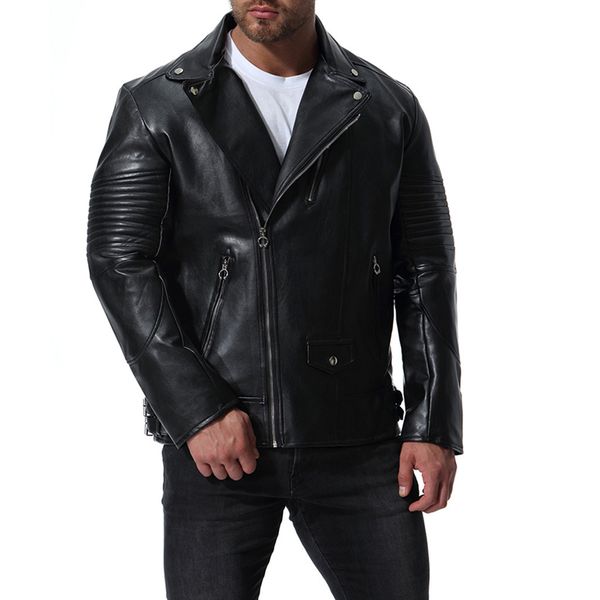 

men's jackets autumn and winter men's windbreakers casual solid color long-sleeved slim leather jacket men casaco masculino, Black;brown