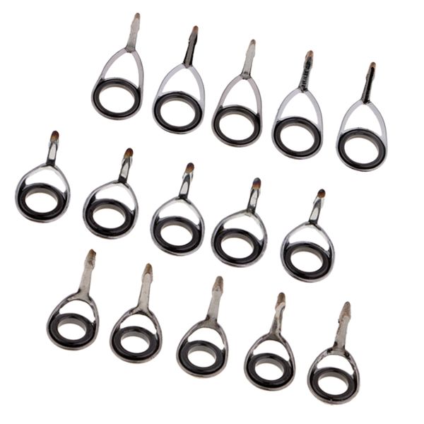 

spinning fishing rod guides silver integrated stainless steel saltwater sea bait casting fishing rod guide repair kit 15pcs/lot