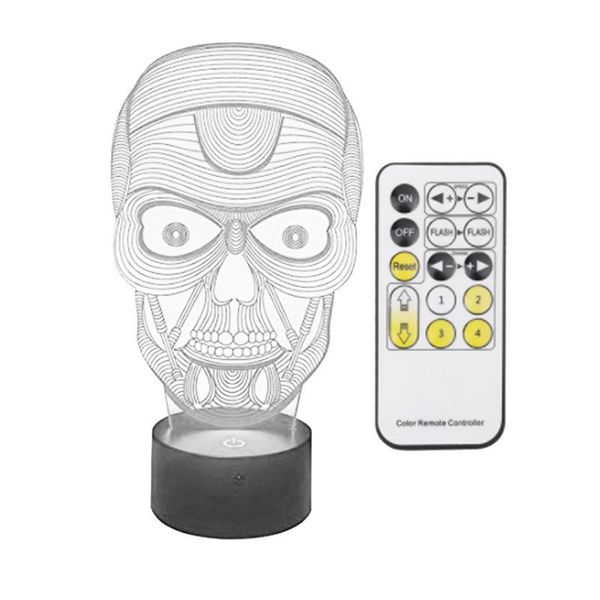 

usb 3d skull design led acrylic table lamp light colorful changing touch switch and remote control desk night light