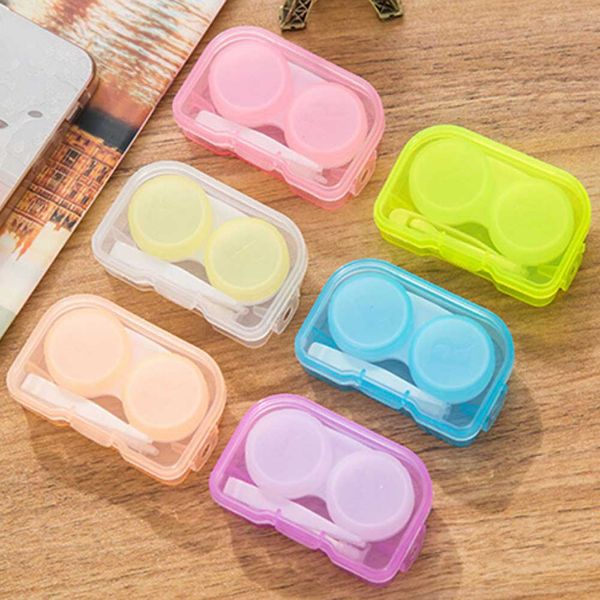 

random color transparent pocket plastic contact lens case travel kit easy take container holder dlh329