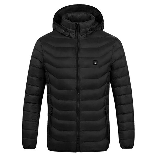 

winter jacket men intelligent heating slim men's cotton suit with cap electric heating coat jacket one button, Tan;black