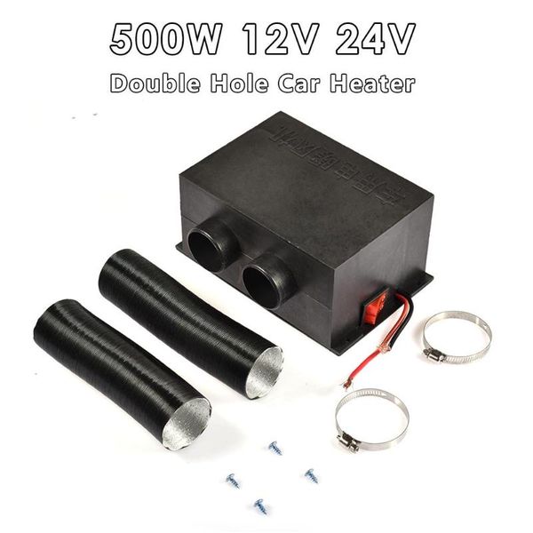 

500w 12v/24v double hole car heater frost removing warming defrost water heater car interior accessories