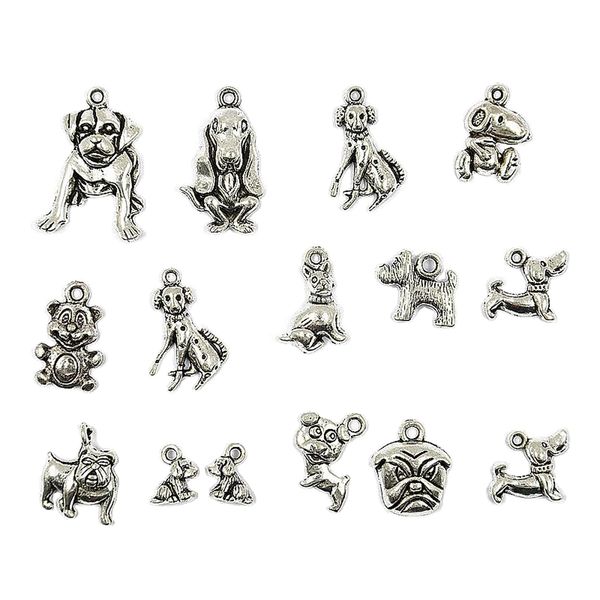 

15pcs mixed antique silver dog charms pendants jewelry making accessories