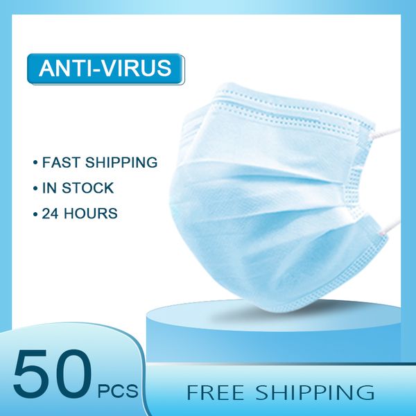

face mask disposable anti virus face masks 3-ply n95 safely mouth mask 50pcs pm2.5 apply to dust filter masque