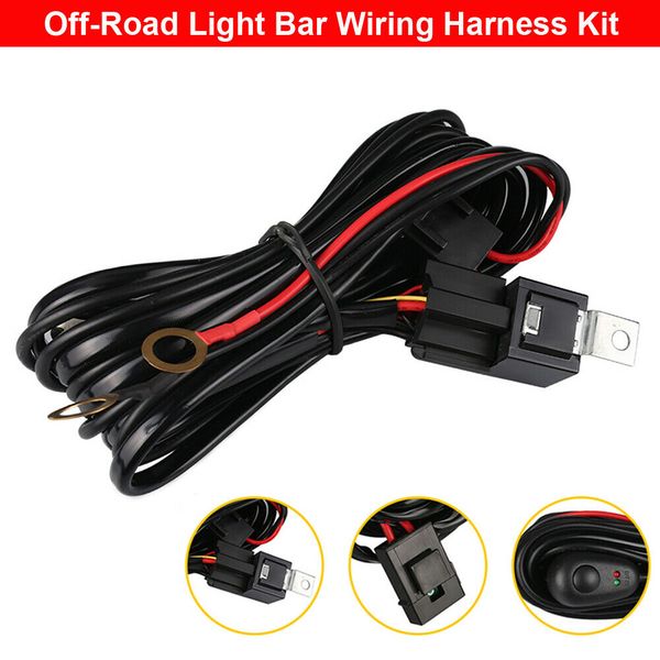 

universal led light bar wiring harness kit 12v 40amp relay on/off switch cable