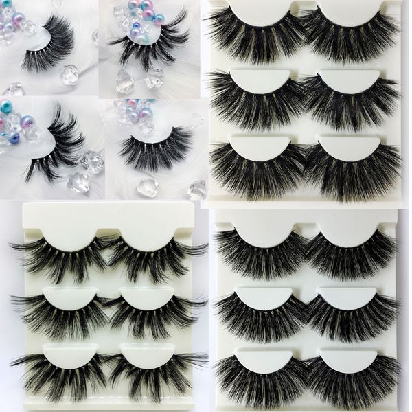 

2019 new 3pair 5mm long 3d mink lashes long lasting mink eyelashes big dramatic volumn eyelashes strip individual false eyelash