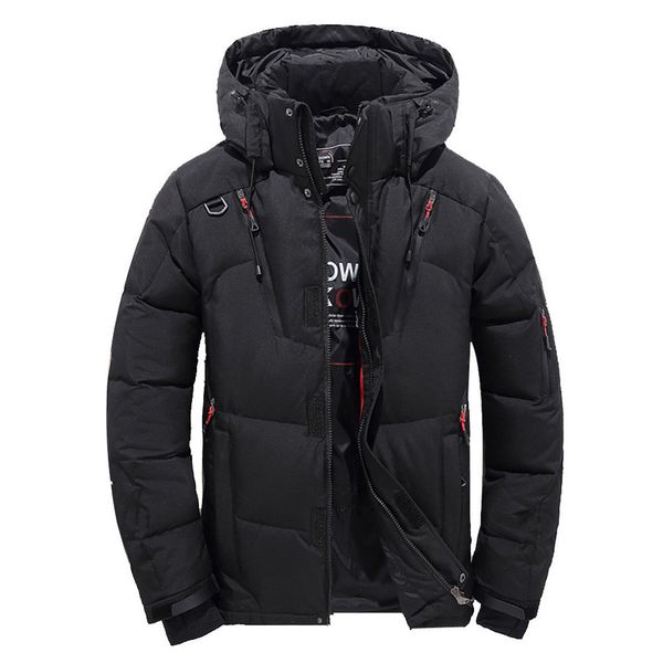 

winter jacket men hat detachable warm coat cotton-padded outwear mens coats jackets hooded collar slim clothes thick parkas, Black