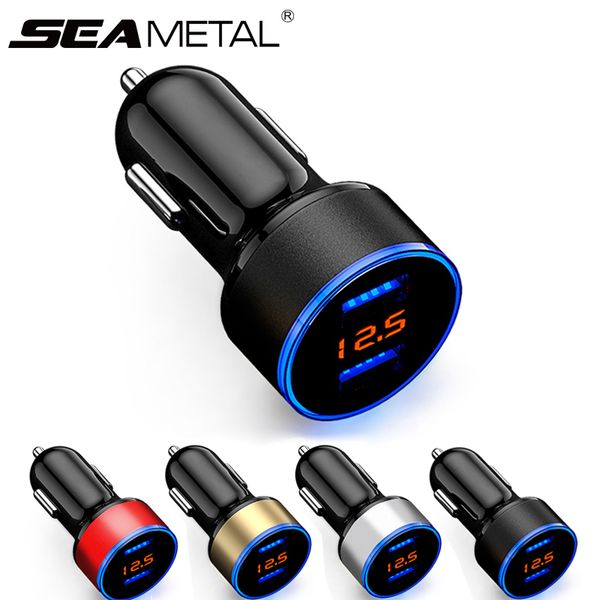 

2019 car cigarette lighter charger auto dual usb charge port voltage display universal phone charge adapter accessories