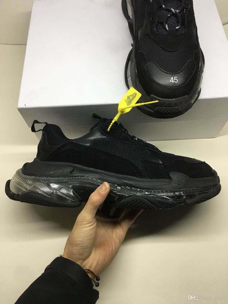 

clear sole sneakers oversized deigner brand with quilted washed vintage effect round shaped laces complex sole sneakers for men women, Black