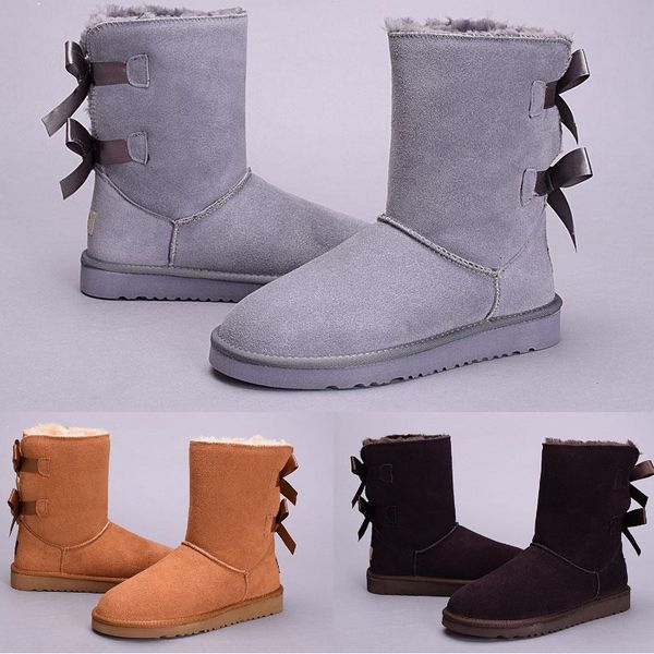 

australia wgg 3280 classic tall winter boots real leather bailey bowknot w women's bailey bow snow boots shoes boot, Black