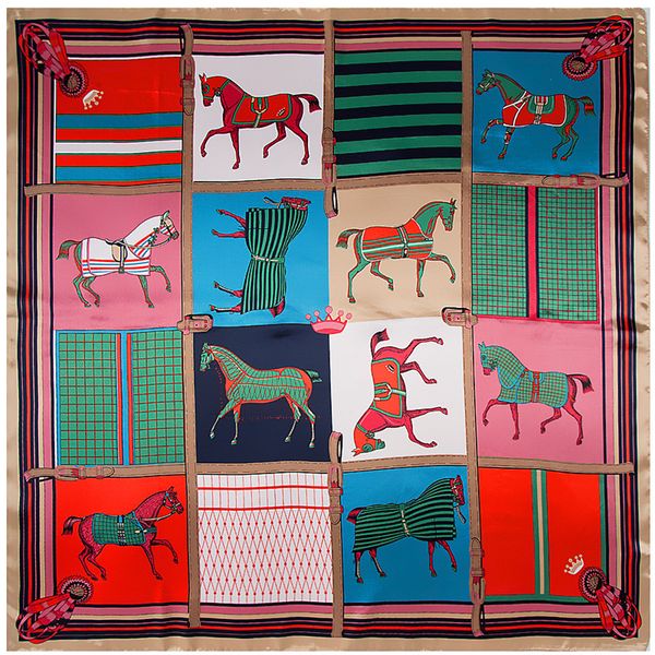 

fashion- fashion scarf 90cm*90cm new plaid horse carriage silk scarf large square scarves, Blue;gray