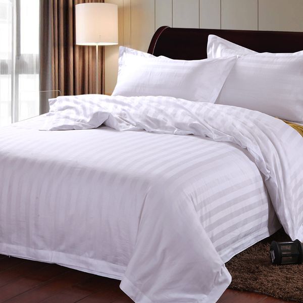 

2020 new style white satin stripe 100% cotton 4-piece set