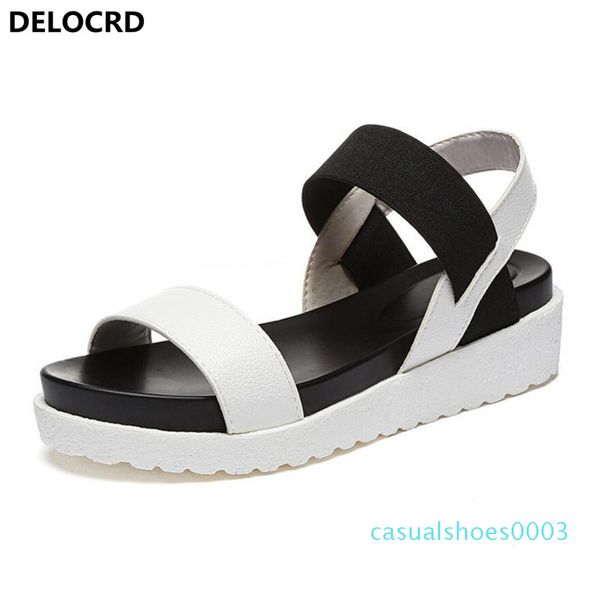 

2018 summer for women new peep-toe sandalias flat roman sandals shoes woman mujer ladies flip flops footwear c03, Black