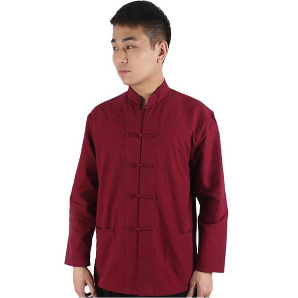 

men chinese traditional tang jacket wu shu tai chi clothing shaolin wing shirt long sleeves exercises costume spring, White;black