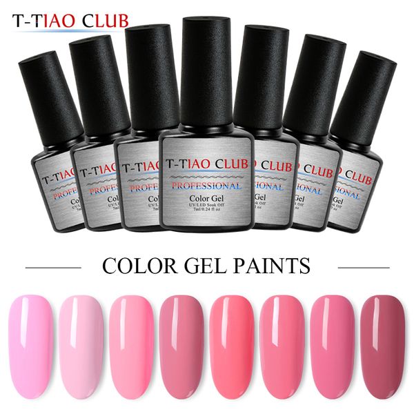 

t-tiao club 7ml pink series gel nail gel polish 8 colors soak off polish uv nail lacquer varnish art tips, Red;pink