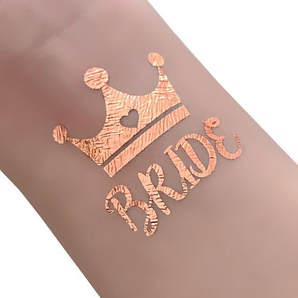 Roségoldener Braut-Metallic-Tattoo-Aufkleber, Brautjungfer, Junggesellinnenabschied, Junggesellenabschied, Dekoration, Brautparty, zukünftige Braut, Gastgeschenk, DIY-Dekoration, 24 Stil