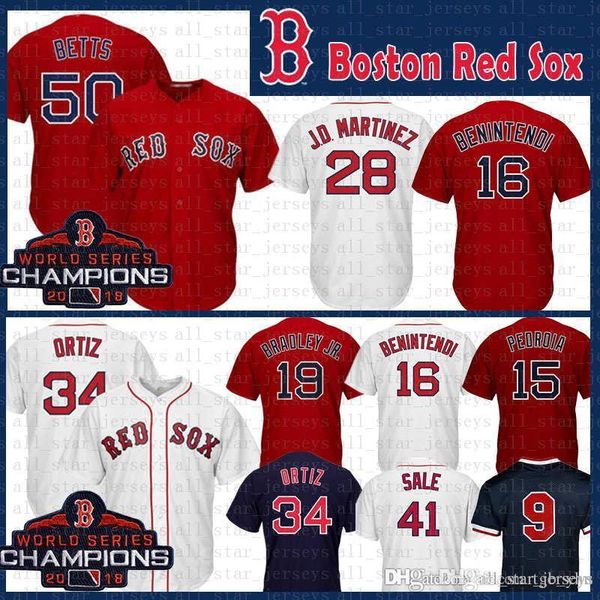 

28 JD Martinez 19 Jackie Bradley Jr. Boston Baseball Jersey Red Sox 50 Mookie Betts 34 David 41 Chris Sale Ortiz 15 Pedroia 16 Benintendi