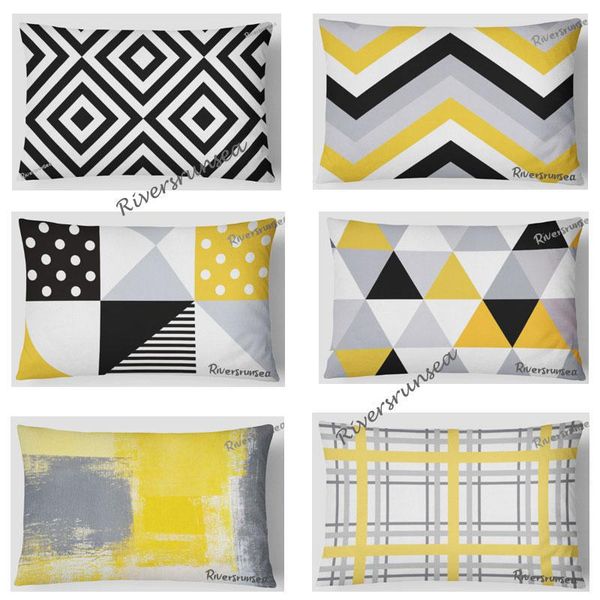 

modern style black and white geometric rectangular pillow simple marble graffiti abstract art headrest for bedside backrest