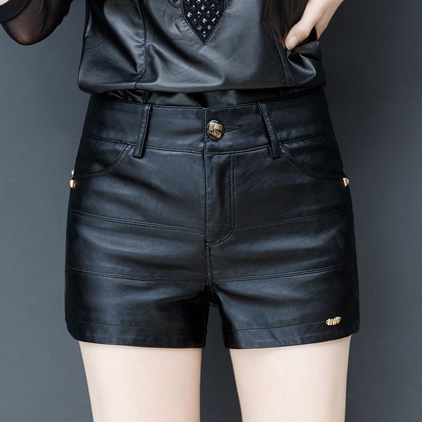 

autumn/winter women clothing leather shorts casual pu shorts motorcycle leather women fashion, White;black
