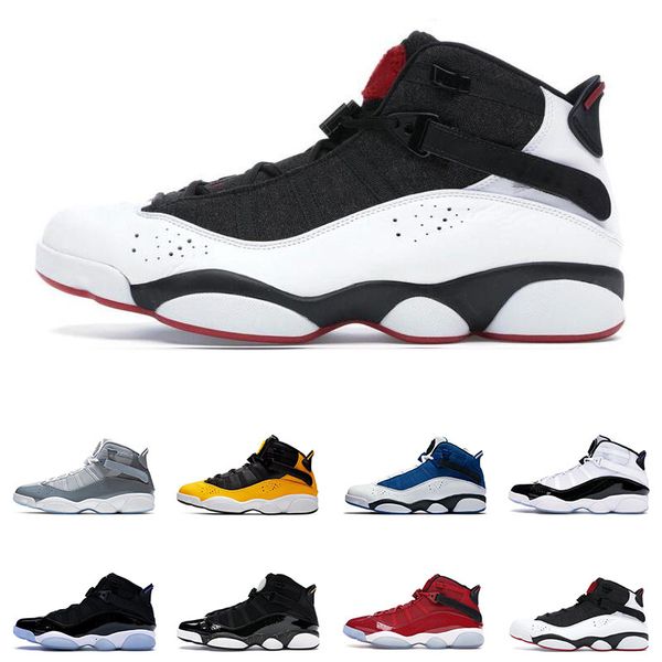

new arrivel 6 ring mens basketball shoes bred taxi cool grey gym red space jame sports sneakers trainers size 7-11
