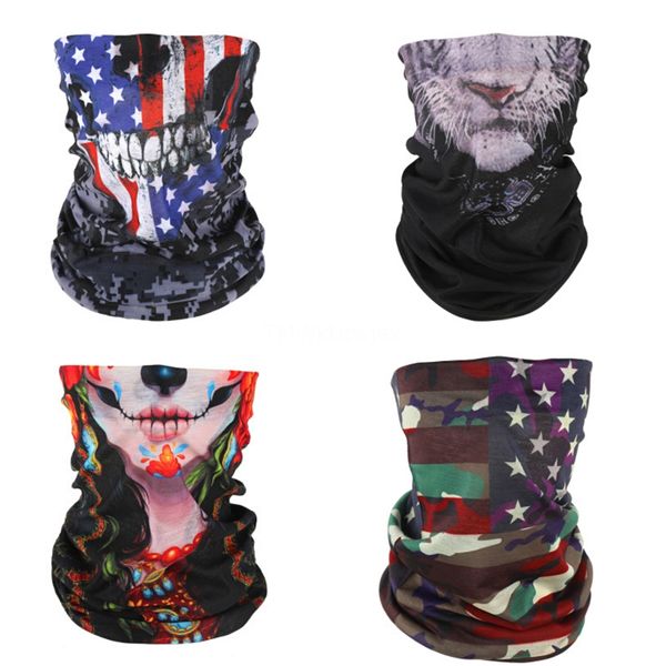 

oxc1o skull scarf outdoor windproof uv protection bandana ski hiking fishing skull scarf neck cycling face mask magic skull scarf#903, Blue;black