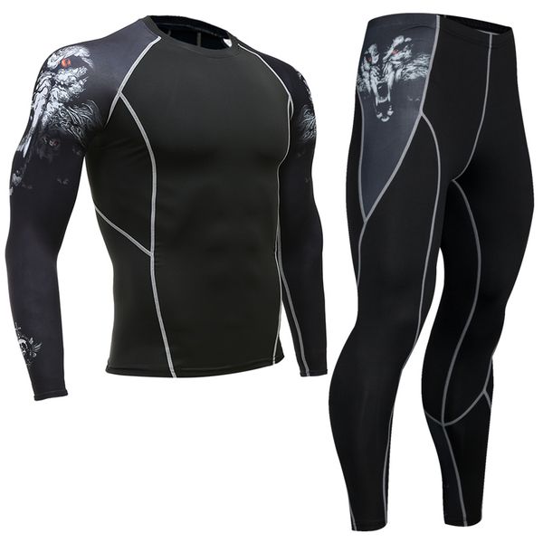 

rashguard men's multi-functional fitness compression set 3d print teen wolf jerseys tights trousers cycling base layers kit, Black;red