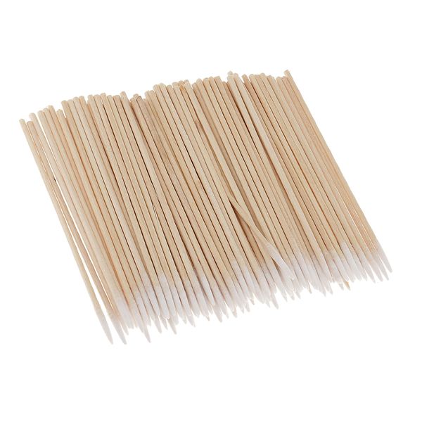 

100pcs permanent tattoo makeup cosmetics microblading wood handle cotton swabs buds sticks