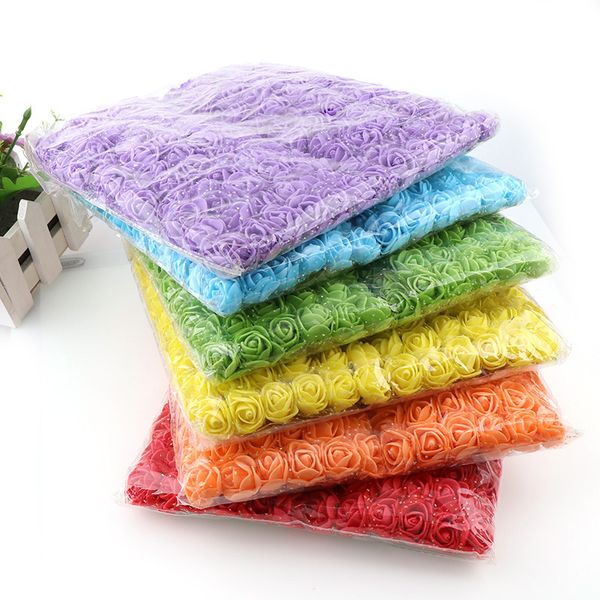 

144pcs/lot mini lace foam rose artificial flower for wedding home decoration diy craft gift boxdecor fake flower scrapbooking.j