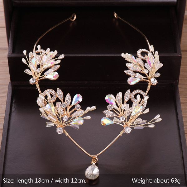 

forseven korean women girl colorful crystal floral bride hairband headband bridal wedding hair jewelry decoration accessories, Golden;white