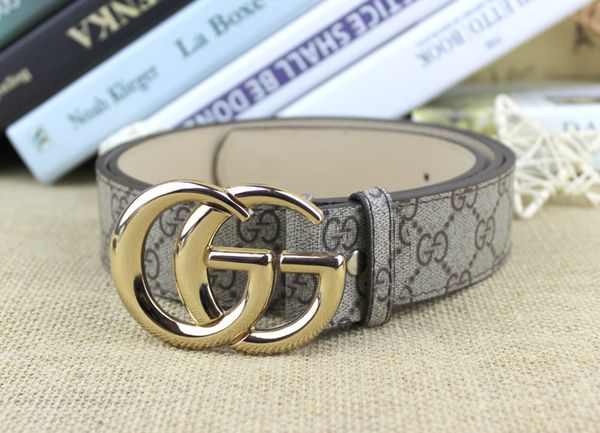 

selling new men womens gray belt genuine leather letter belts animal belt gold buttons belt for gift seller, Black;brown