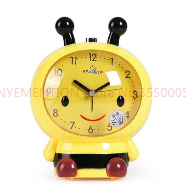 

new 20pcs/lot small bee alarm clock voice cartoon mute desk clock child music alarm gift 4 colors