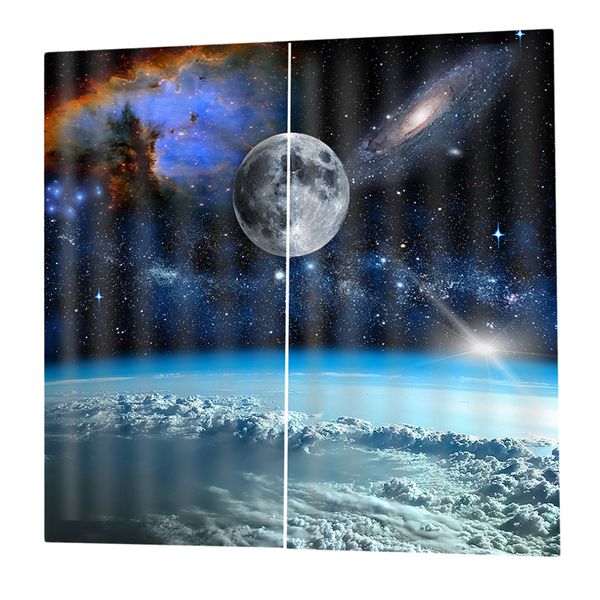 

2 pcs/panels waterproof outer space curtain drapes for bedroom living room