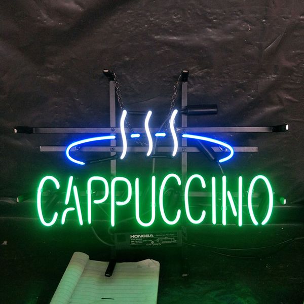 

горячий cappuccino неоновый знак кофе свет реклама бар развлечения клуб украшения искусства дисплей стеклянная лампа металлический каркас 17