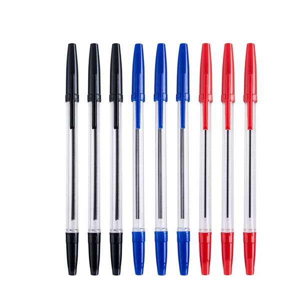 

50pcs/lot simple ballpoint pen red blue black ink oil pen 0.7mm atom pens for writing office supplies stationery, Blue;orange