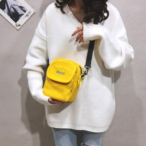 

women canvas bag simple small square bag ladies shoulder flip crossbody carry mobile coin purse