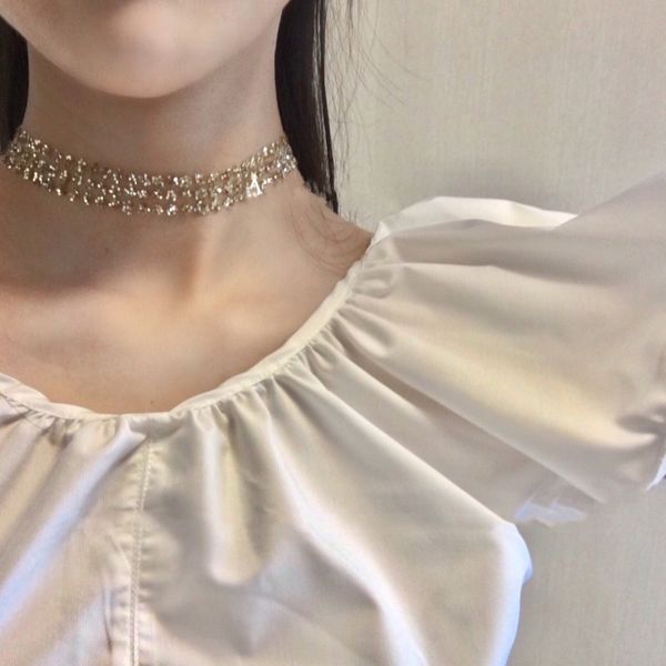 

fashion wide metal collar choker necklaces for women shiny sequins gauze mesh chocker necklace statement nightclub jewelry, Golden;silver