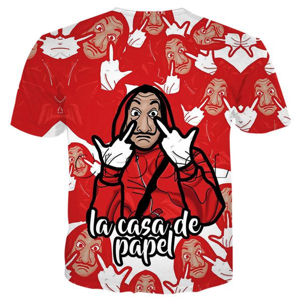 

paper 2020 la men casa new de shirt 3d papel money heist the printed house short sleeve streetwear fashion t uxokd, Black