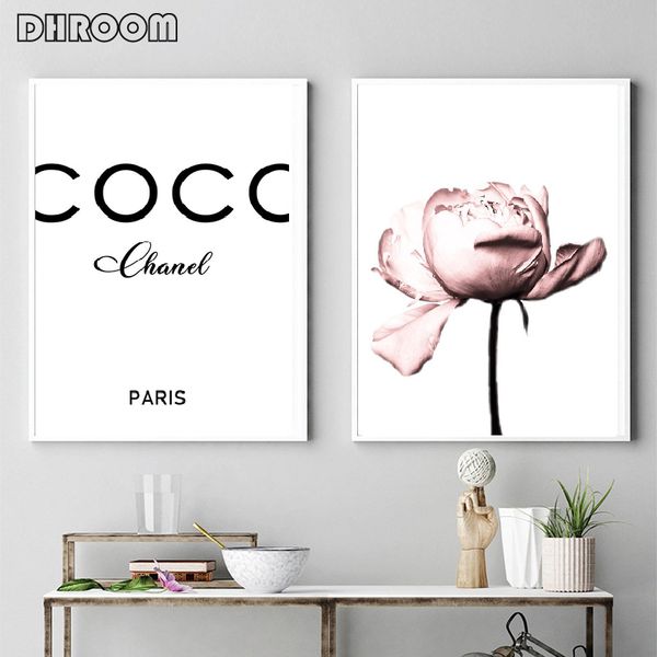 

peony flower wall art coco print fashion art poster blush pink canvas prints painting nordic decoration living room home decor