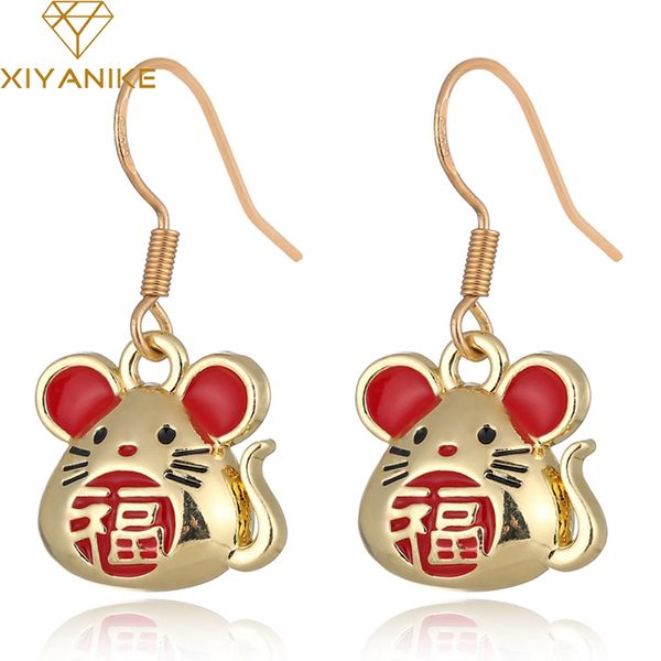 

xiyanike popular new year red gold chinese characters fu long tassel dangle earrings for women kids jewelry pendientes brincos, Silver