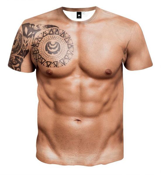 

mens designer 3 d three-dimensional printed tattoo muscle short sleeve t-shirt fitness elastic sweat t, White;black