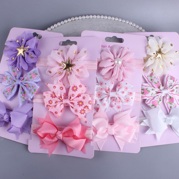 

2020 baby accessories infant baby girl cute bow headband newborn solid headwear headdress cotton elastic hair band gifts props, Slivery;white